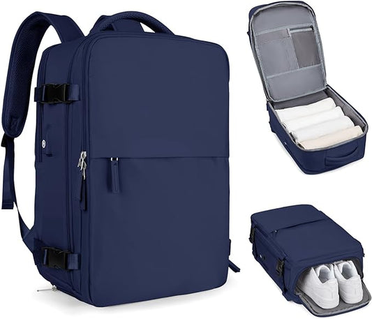 LargeTravel Backpack For Women Men Airline Approved Carry On Bags For Airplanes Underseat Luggage Backpack For Traveling On Airplane Personal Item Travel Bag For Airlines Travel Essentials Navy Blue