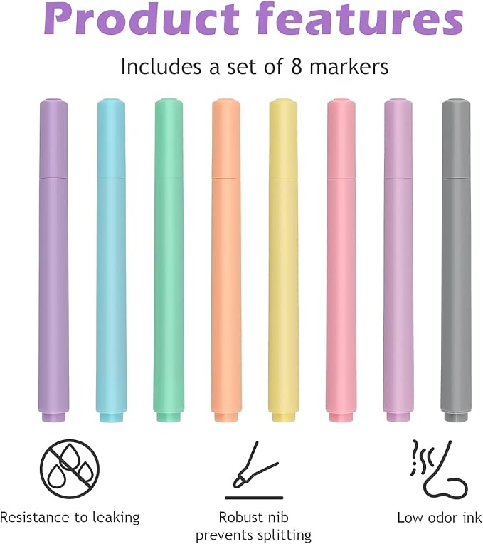 Ddaowanx Dry Erase Markers,Aesthetic Erasable Whiteboard Marker,Assorted Colors,Gifts for Teen Girls School Supplies(8)