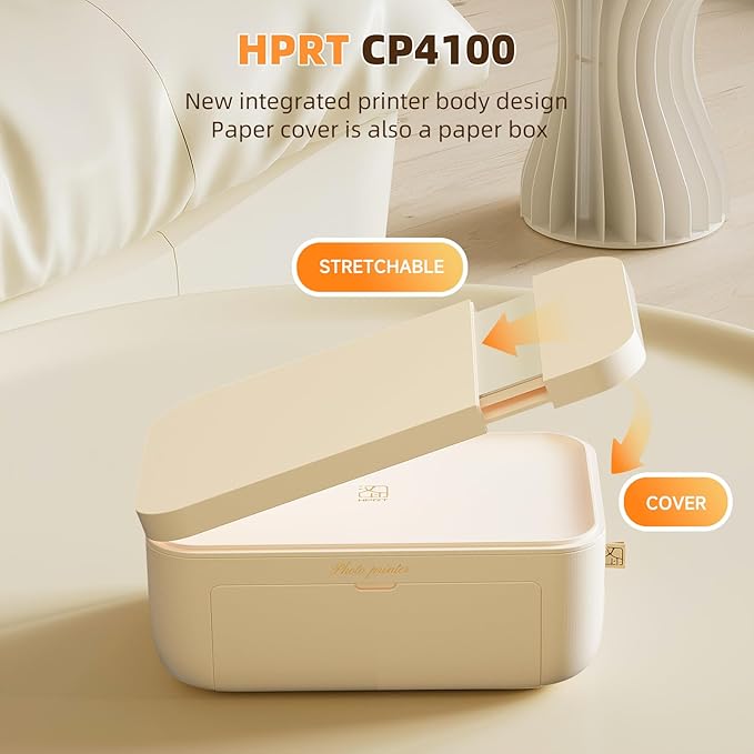 HPRT CP4100 Photo Printer - Plus 4x6 Bluetooth Instant Picture Printer with 20 Sheets & Ribbon - Wi-Fi, Premium Dye Sublimation - 300 DPI Display Resolution - Editing App for Fun, Creative Photos