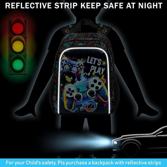 KLFVB Boys Toddler Game Backpack, Water Resistant Kindergarten Bookbag, 13" Preschool Backpacks for Toddler - Game Black