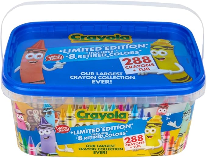 Crayola Crayon Tub - Limited Edition Colors (288ct), Bulk Crayons for Kids, Must Have Classroom Art Supplies for Preschool & Kindergarten, Bulk Classroom Essentials