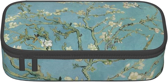Van Gogh Almond Blossoms Large Pencil Case With Zipper Compartments Stationery Pencil Bag For Kids Teens Students School Supplies