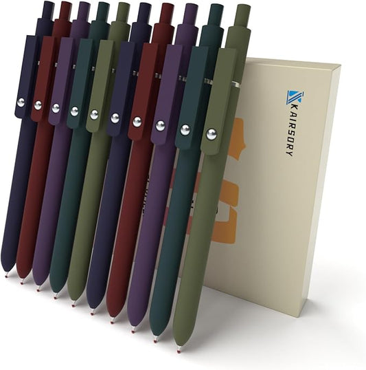 Retractable Gel Pens,0.5mm fine point pen, smooth writing nursing pens,stationary for women,Cute Office and School Supplies for Women Teacher Students(10 Pcs Vintage-Black Ink)