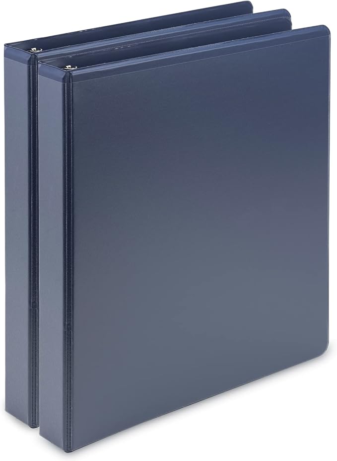 Samsill Plant-Based 1 Inch Durable D-Ring, Made in USA, View Binder, Eco-Friendly, USDA Certified Biobased, 2 Pack, Indigo Blue