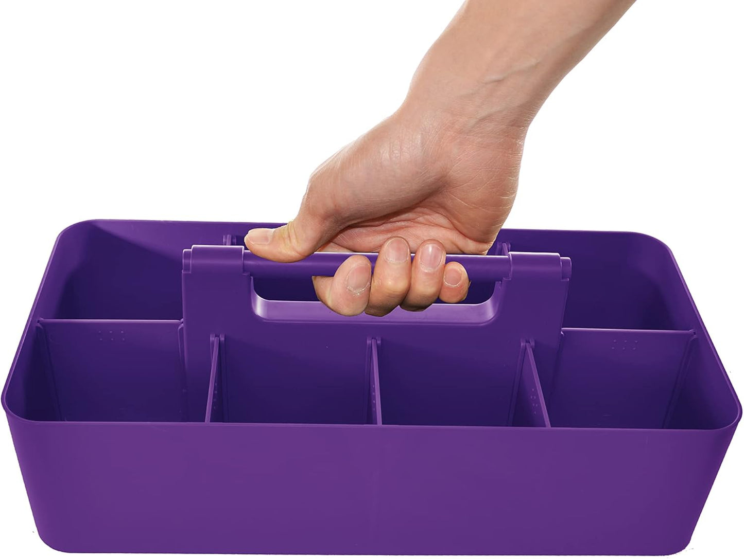 -Large Portable Caddy, DIY Dividers, 8 Compartments, School Office Supplies Home Business Organizer,Portable Basket with Handle Made in USA (4 PACK, Royal Purple)