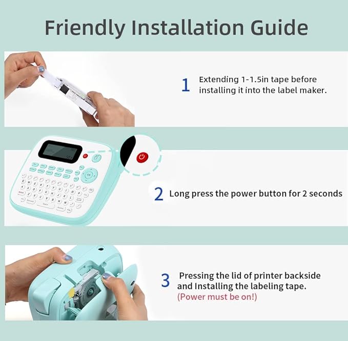 Label Maker Machine with Tape,D210S Portable Handheld Label Maker,QWERTY Keyboard Label Machine,with AC Adapter and 12mm 231 Tape, Easy to Use for Home Office School Label Organization,Green