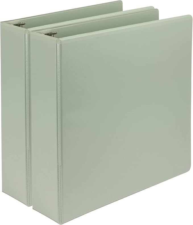 Samsill Plant-Based 2 Inch Durable D-Ring, Made in USA, View Binder, Eco-Friendly, USDA Certified Biobased, 2 Pack, Sage Green