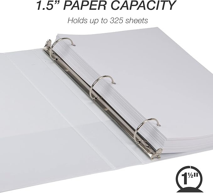 Samsill Plant-Based 1.5 Inch Durable Round Ring, Made in USA, View Binder, Eco-Friendly, USDA Certified Biobased, Single, White