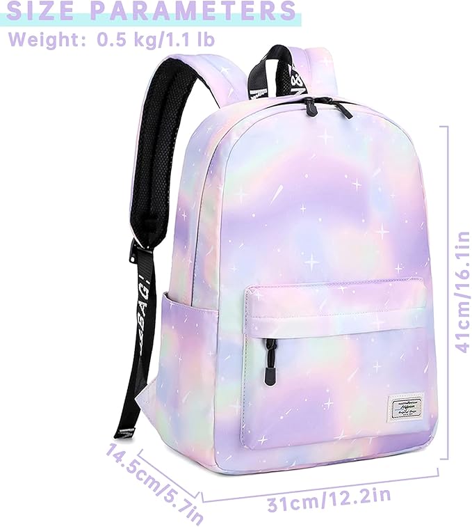 Lohol Galaxy Backpack for School Travel, Lightweight BookBag for Girls Kids