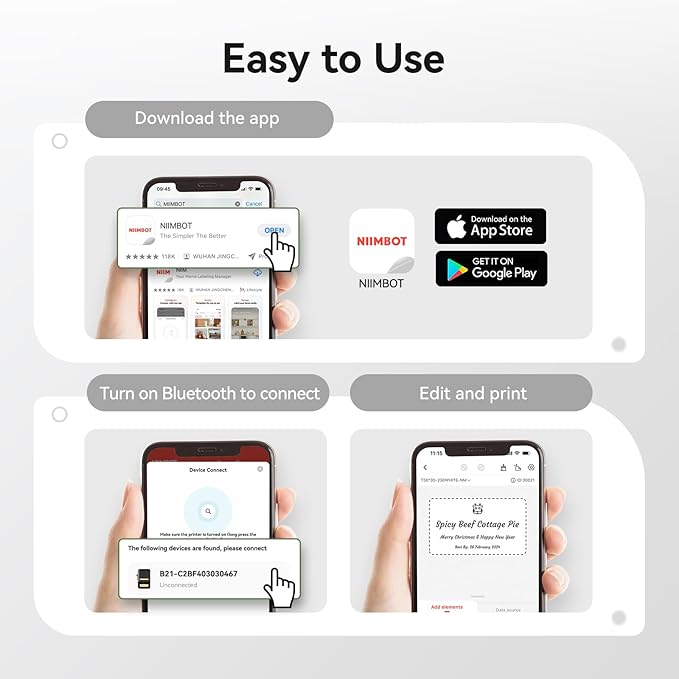 NIIMBOT B21 Label Maker, Portable Bluetooth Label Printer for Small Business, Sticker Maker with Tape for Gift Barcode, Clothing, Retail, Bakery, Mailing, Candles, Jewelry, Craft Organizing, Black
