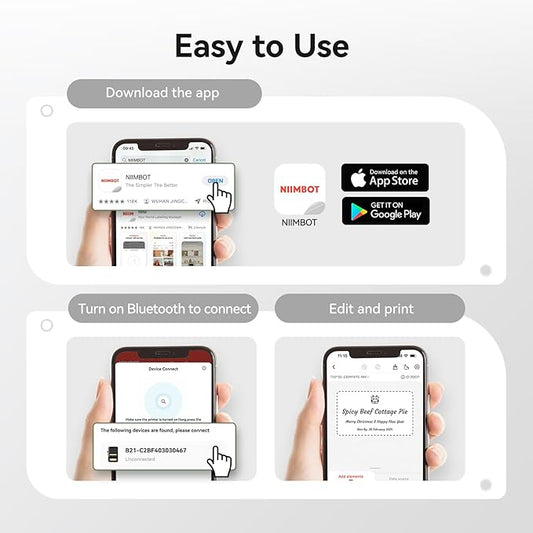 NIIMBOT B21 Label Maker, Portable Bluetooth Label Printer for Small Business, Sticker Maker with Tape for Gift Barcode, Clothing, Retail, Bakery, Mailing, Candles, Jewelry, Craft Organizing, Black
