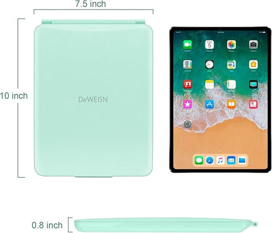 deweisn Folding Travel Mirror Lighted Makeup Mirror with 72 LEDs 3 Colors Light Modes, USB Rechargable, Portable, Ultra Thin, CompactVanity Mirror with Touch Screen Dimming for Cosmetic (Green)