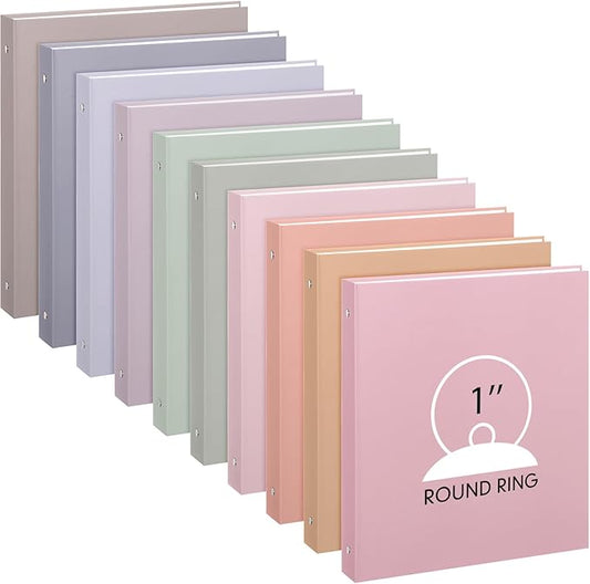 Ctosree 10 Pack Colored 3 Ring Binder with 2 Pockets Hardcover Loose Leaf Binder for Women Men Teacher Student School Office Home Supplies, Fits 11 x 8.5 Size Paper, 10 Colors(1",Fantasy Color)