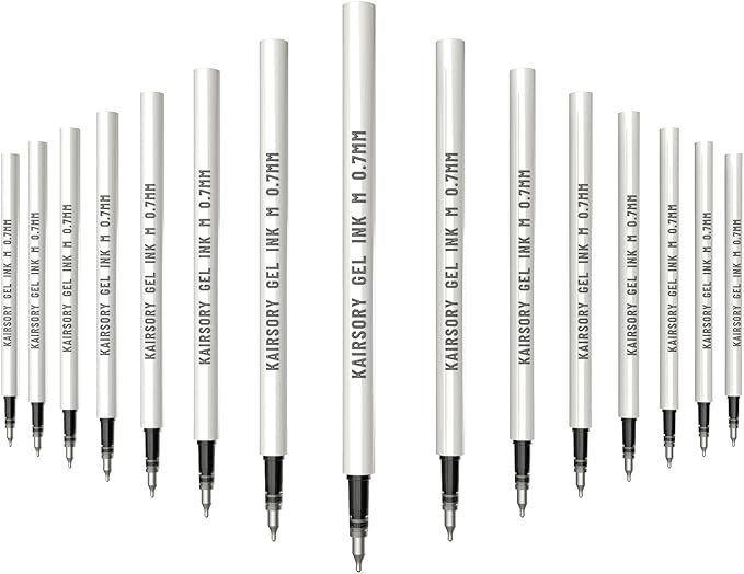 Black Gel Pens, Retractable Gel Ink Refills Bulk for Twist Pens, Fine Point 0.7mm Ink, Smooth Writing Retractable Click Refills(15 Pcs Black Ink-0.7mm)