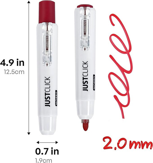 carrotez Retractable Dry Erase Markers, Click Dry Erase Whiteboard Markers, Bullet Tip, Thick Barrel, 12 Count, Red