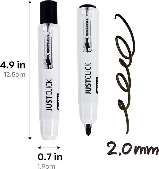 carrotez Retractable Dry Erase Markers, Click Dry Erase Whiteboard Markers, Bullet Tip, Thick Barrel, 12 Count, Black