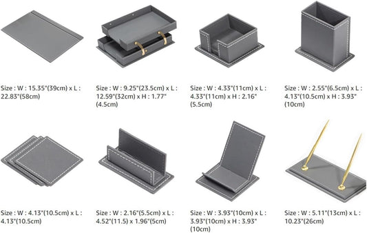MOOGCO Bonded Set - Desk Accessories - Leather Desk Organizer - Bonded Leather Set - Office Desk Accessories - Home Office Accessories - Desk Supplies - Leather Desk Set - Office Accessories