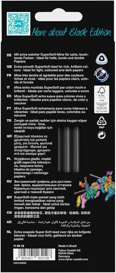 Faber-Castell Black Edition Colored Pencils, Classic 1 Count (Pack of 12)