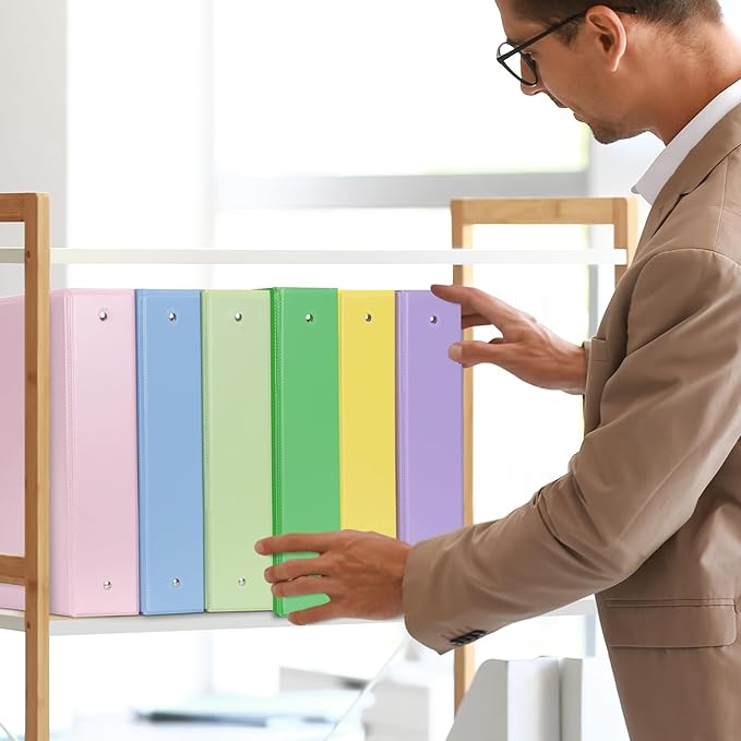 COMIX Standard 3 Ring Binder 2 inch with Clear View Cover, 2" Round Ring View Binder Holds 400 Sheets of US Letter Size Paper, 6 Pack (Pink)