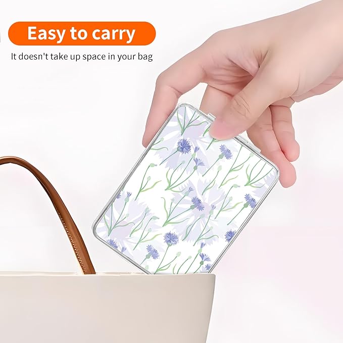 Compact Pocket Mirror, Cute Travel Mini Mirror with Magnification, Foldable Double-Sided Portable Cosmetic Mirror for Men, Women Spring Flowers