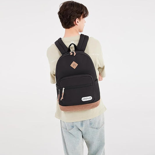 abshoo Classic Backpack for School College Bookbag Middle High School Bakcpacks for Teen Casual Daypack (Black)