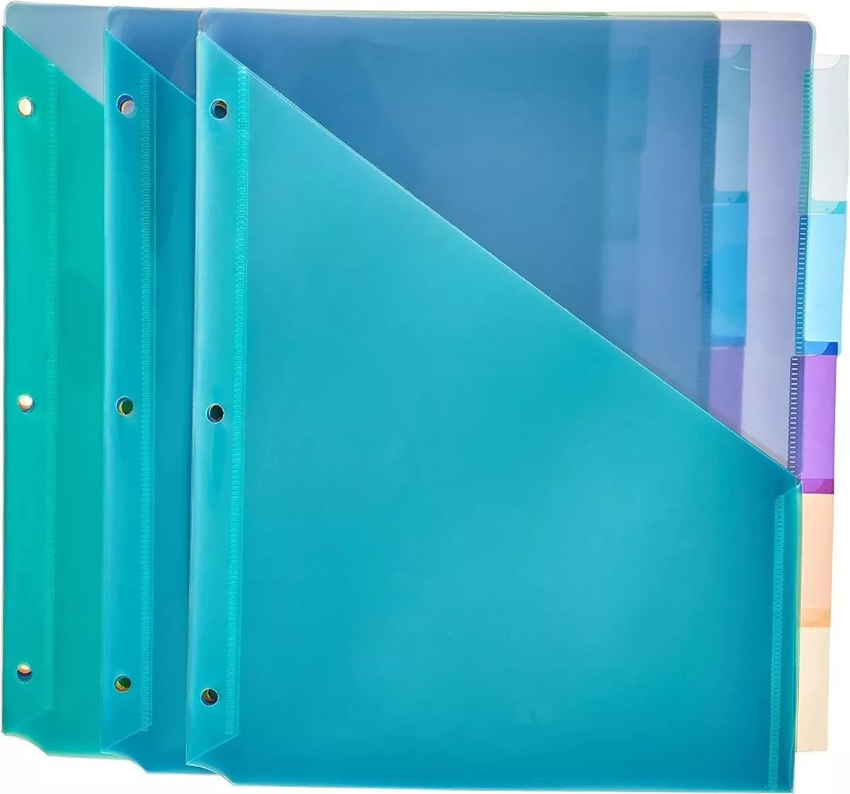 Amazon Basics Tab Dividers for 3 Ring Binder, Two Pocket, Letter Size, Assorted Colors, 15 Count