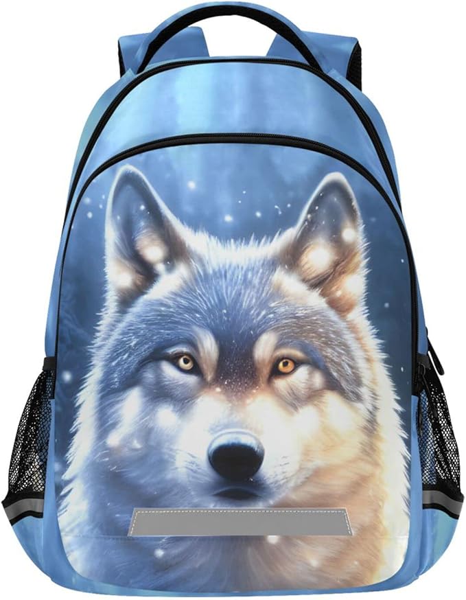 Wolf Backpack for Boys Elementary School Bag Kids Girls Bookbag Travel Rucksack