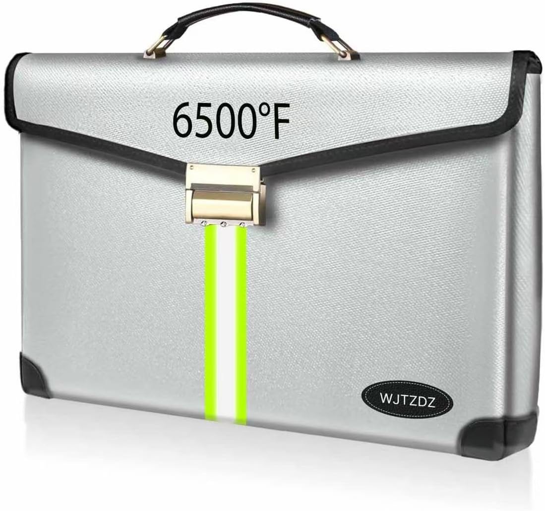 6500°F Large Capacity Upgraded Fireproof Money Bag with Lock,10 Layers of Heat Insulated Materials with Waterproof Zipper/Reflective Strip with Handle for Cash/Important Documents
