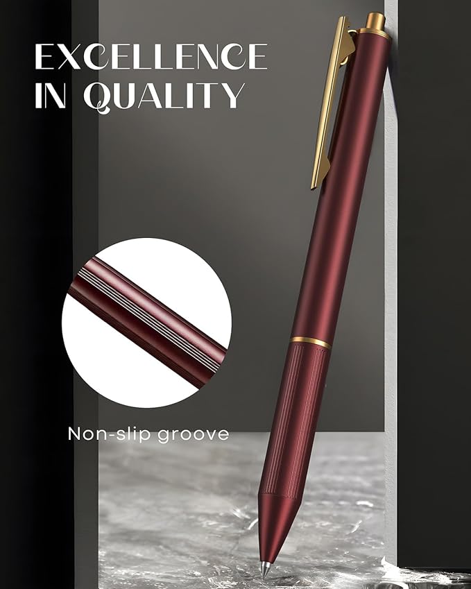 pens 0.5MM Retractable Metal Gel Pen fancy pen Premium Metal Barrel nice pens Smooth Writing Archival Ink Leak-Proof, Ideal Gift Set - 2 Pens/Box with 2 Refills