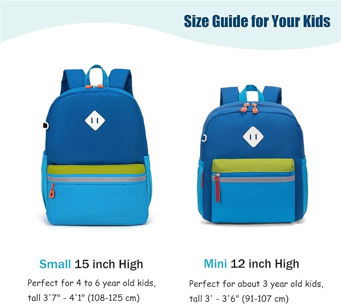 HawLander Little Kids Backpack for Boys Toddler School Bag Fits 3 to 6 years old, 12 inch, Blue