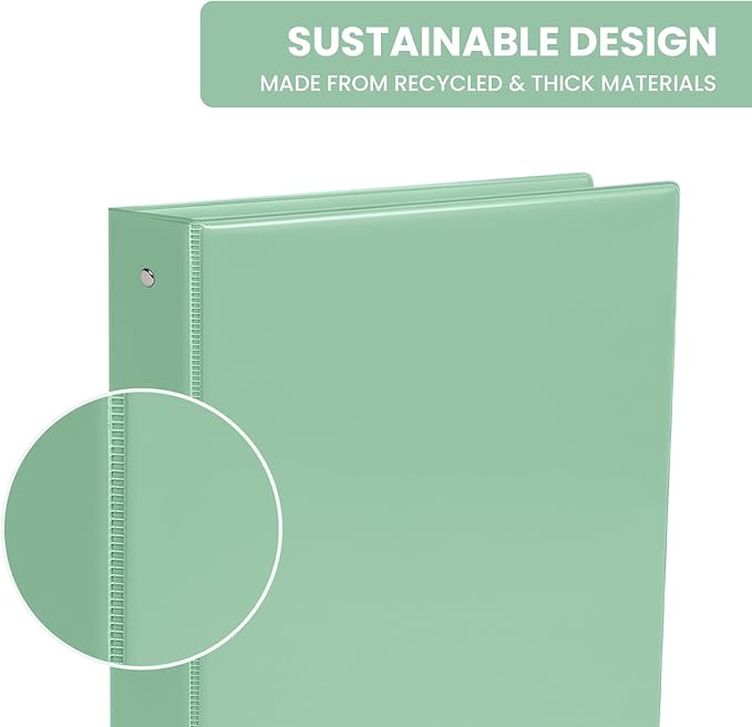 1 Inch Binders 3 Ring 4 Pack, PVC Free View Binder (Fits 8.5" x 11" Letter Size Papers), Perfect for School & Office Supplies, Pastel Colors