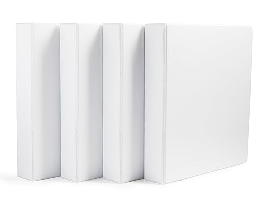 Amazon Basics 3 Ring Binders, 1.5 Inch, 4 Pack, D-Ring Organizer for School, Home Office, White
