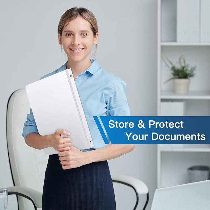 0.5-inch 3-Ring Binder with 2 Interior Pockets, 0.5'' Basic Binders Holds US Letter Size 8.5'' x 11''for Office/Home/Back to School, 6 Pack (White)