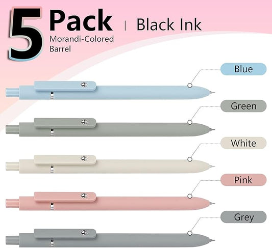 ITAWIXS Aesthetic Gel Ink Pens, 5pcs Fine Point Smooth Writing Pens, Office Desk Accessories, Cute Morandi Pens for journaling School Office Supplies, Gifts for Women and Men