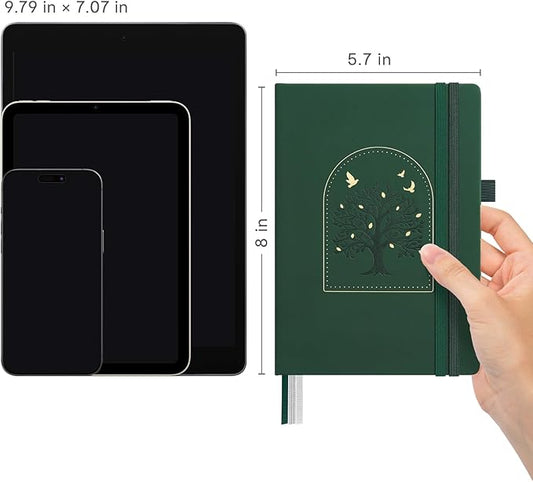 &And Per Se Lined Journal Notebook for Women&Men with Pattern, 365 Pages, 5.7'' x 8'' 100GSM Thick Paper, A5 Journals for Writing(Dark Green)