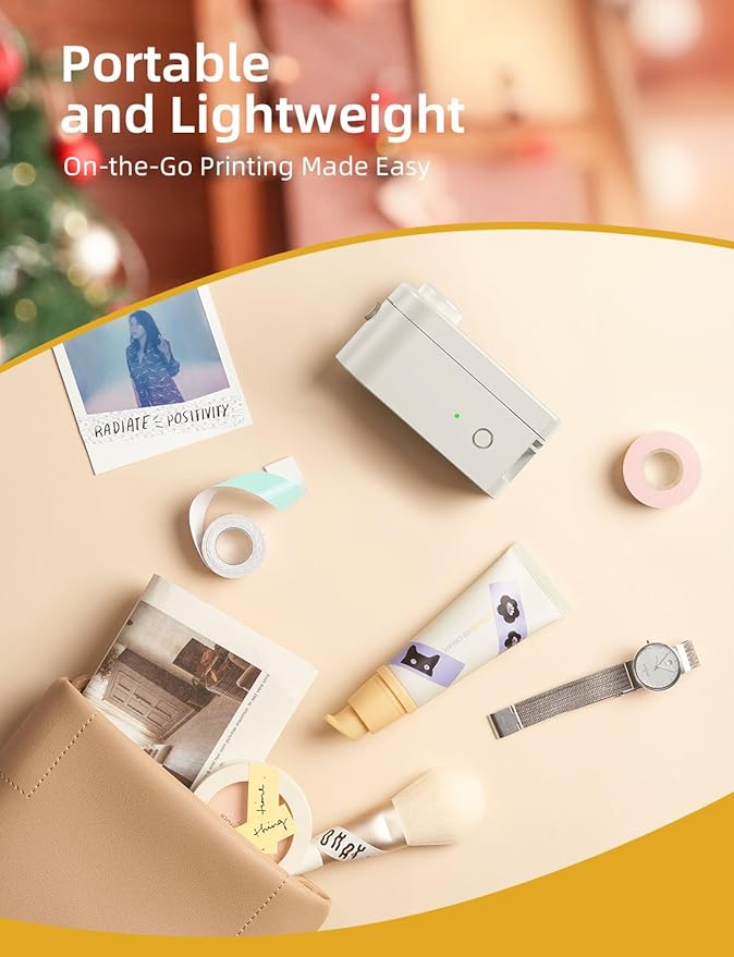 Makeid Label Maker Machine with Tape - Compatible with 9/12/16mm Waterproof Tape, Portable & Rechargeable with Built-in Cutter Wireless Label Printer Compatible with Android & iOS Devices