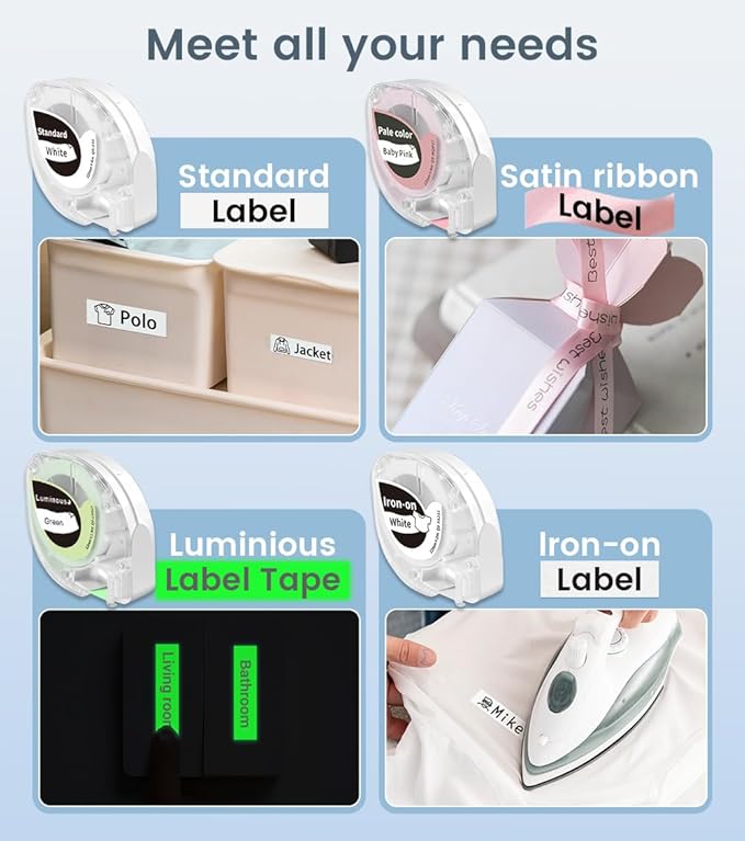 Phomemo P12 Label Maker Machine with Tape, Bluetooth Small Thermal Label Printer with Multiple Templates Mini Label Maker for Home, School, Organization, Office, White