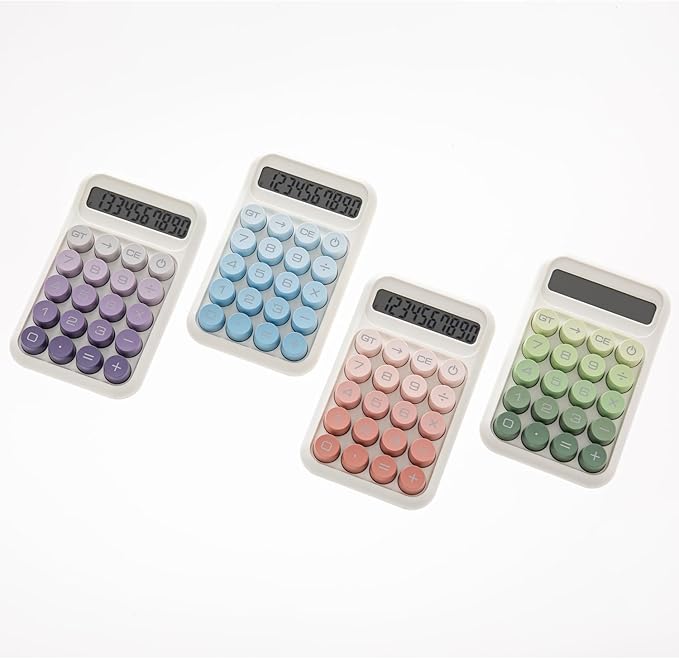 Y YOMA 1 Pack Mechanical Switch Calculator with 10 Digit Large LCD Display Big Button, Mini Cute Desktop Calculator 4 Function Basic Calculators for School Home Office Business, Leaf Green