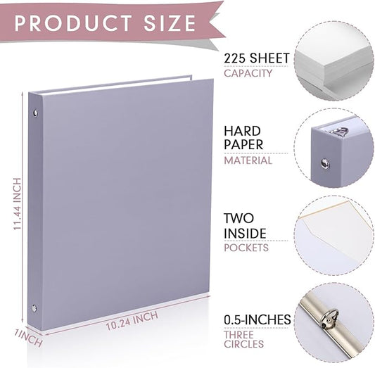 Ctosree 10 Pack Colored 3 Ring Binder with 2 Pockets Hardcover Loose Leaf Binder for Women Men Teacher Student School Office Home Supplies, Fits 11 x 8.5 Size Paper, 10 Colors(0.5",Sweet Color)