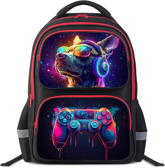 Kids Backpack for School - 17 Inch 3D Reflective Cartoon Bookbag with Dual Zippers, Ergonomic Design for Boys & Girls Ages 6-18 | Durable 600D Polyester Children's Backpack