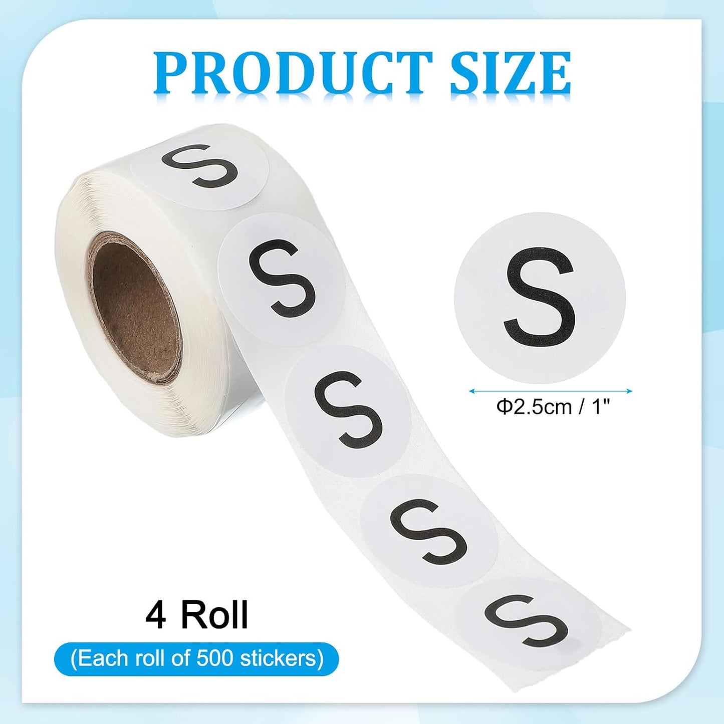 PATIKIL 1" Letter S Stickers, 4 Rolls Self-Adhesive Alphabet Round Circle Dots Labels for Organization Storage Inventory Boxes Scrapbook Craft 2000 Pcs Total