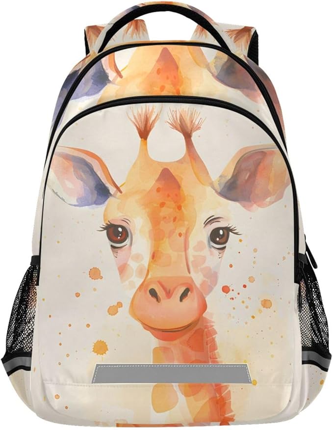 Giraffe Brown Backpack for Boys Girls Elementary School Bag Kids Bookbag Travel Rucksack