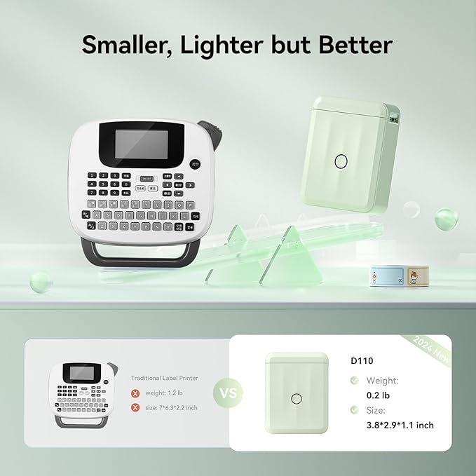 NIIMBOT D110 New Version Label Maker Machine with Tape, Handheld Bluetooth Label Printer, Mini Thermal Printer, Sticker Maker for Organizing Home Kitchen School, Green Visit The Store