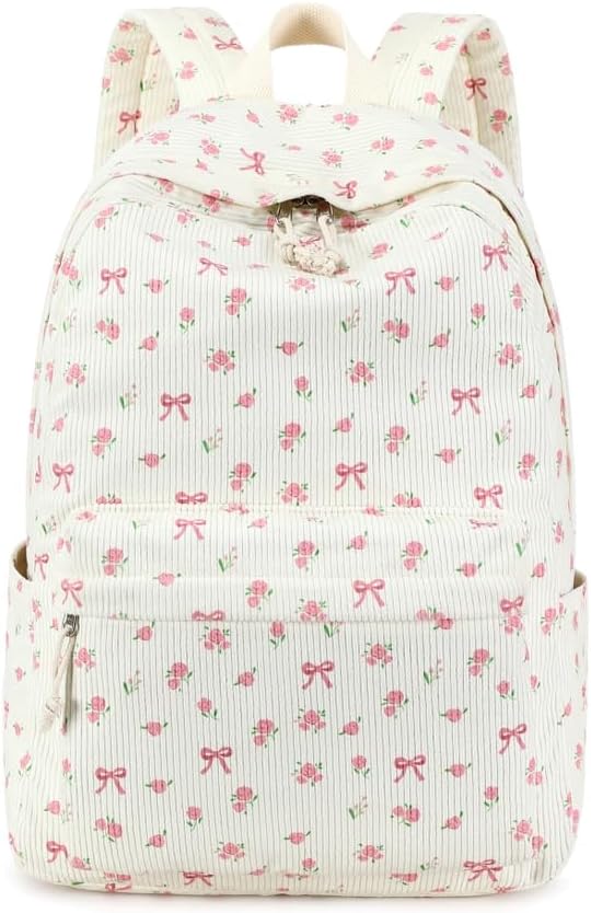 School Backpack for Teens Large Corduroy Bookbag Lightweight 15.6 inch Laptop Bag for Girls Women Casual High School College