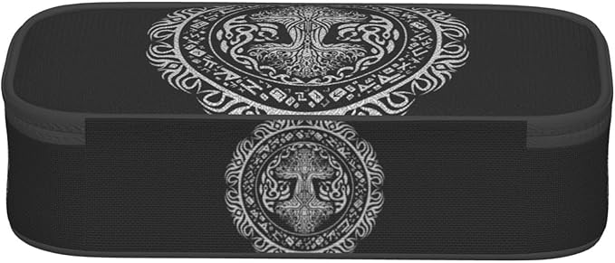 Celtic Sacred Tree Life Totem Viking Goddess Large Pencil Case With Zipper Compartments Stationery Pencil Bag For Kids Teens Students School Supplies