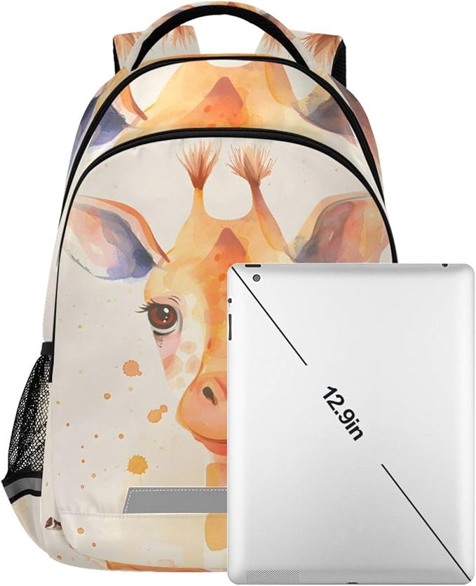 Giraffe Brown Backpack for Boys Girls Elementary School Bag Kids Bookbag Travel Rucksack