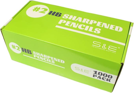 S & E TEACHER'S EDITION Woodcased #2 Pencils, Pre-sharpened, Yellow Pencils with Erasers #2 HB Lead Bulk Box, No. 2, Back to school, 1000Pcs