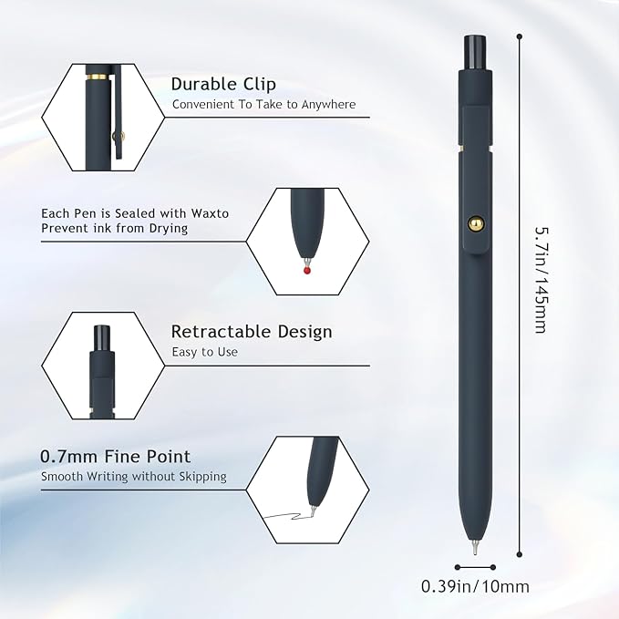 Ddaowanx Gel Pens, 0.7mm Quick Dry Black Ink,Fine Point Smooth Writing Pens,Office School Supplies,Gifts for Women Man(6Pcs Black White Gray, Black)