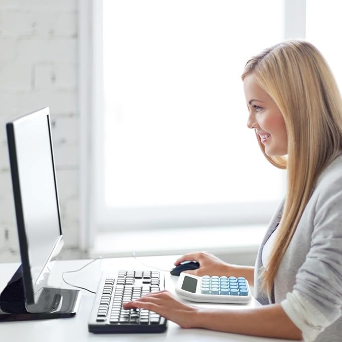 Standard Gradient Blue Calculator - 12 Digit Display and Big Buttons, Cute Office and School Accessory