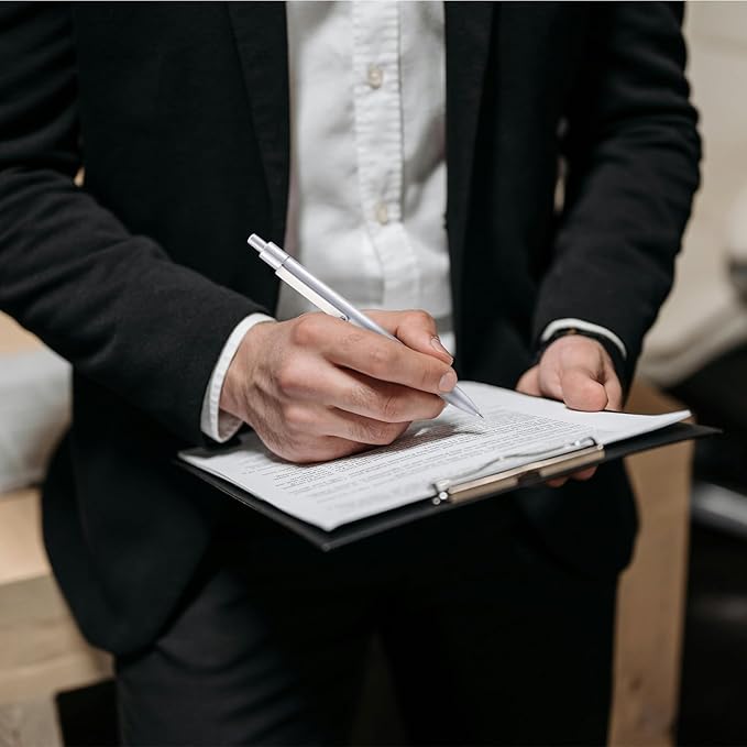 LINFANC 6 Pcs Gel Pens Ballpoint, Metal Barrel Medium Point 0.7 mm Quick Dry Black Ink Cute Pens for Journaling, Smooth Writing Gel Pen, Cute School Supplies Office Supplies Gifts for Women